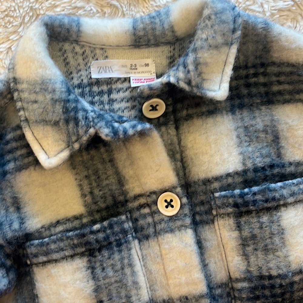 Zara Kids Plaid Jacket - Blue and White - Picture 2 of 2